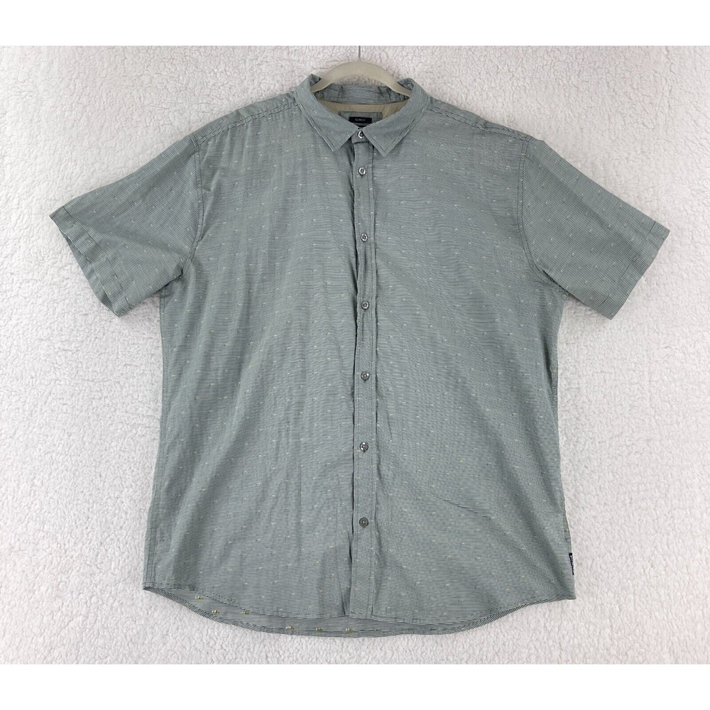 Prana Pikeville Slim Fit Button-Up Shirt Mens Size XXL Green Short Sleeve Casual
